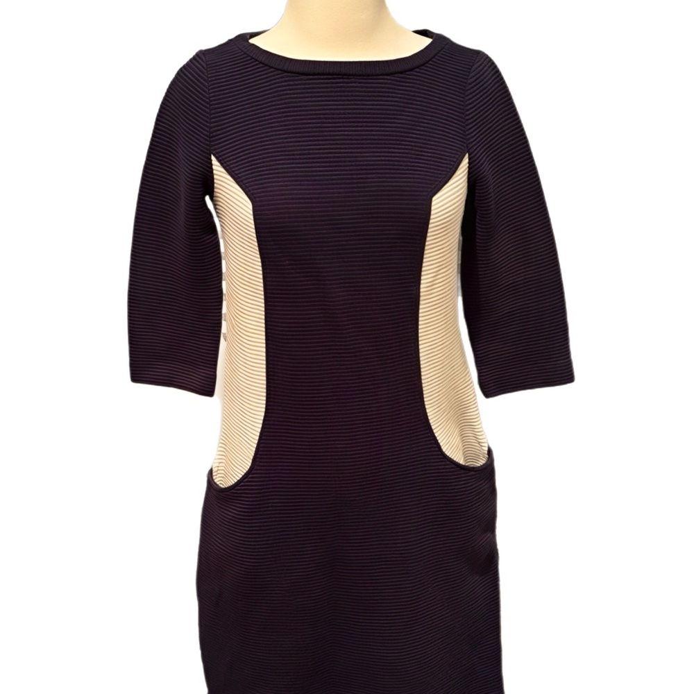 Vintage‎ Boden Navy and Cream Ribbed Pocket Dress